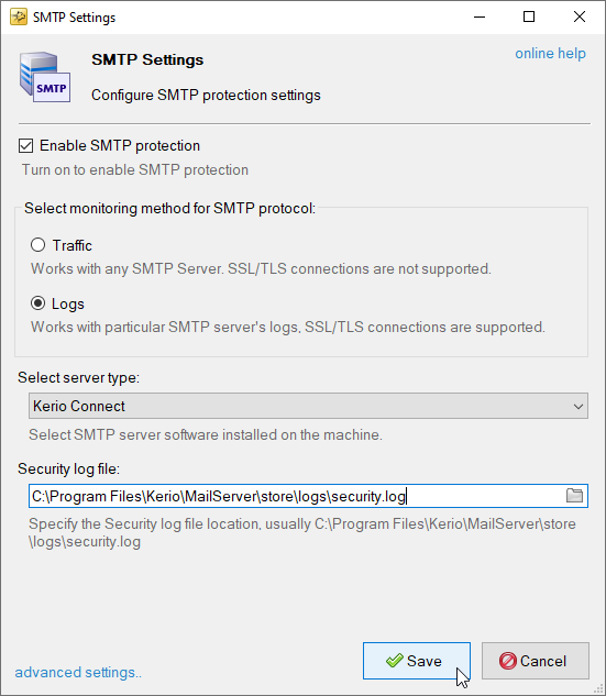smtp detection engine settings