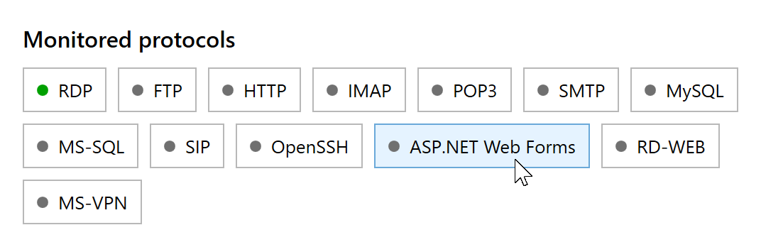 Disabled ASP.NET Web Forms button in RdpGuard Dashboard