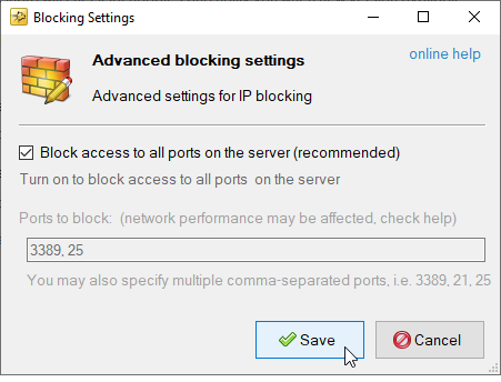 How to block all Ports
