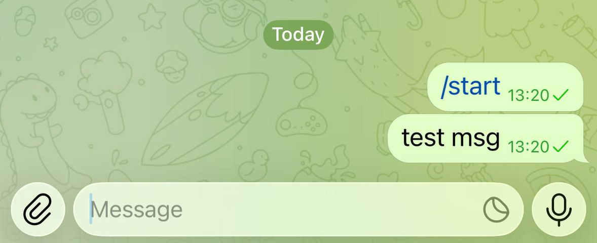 Senden Sie Ihrem Bot eine Nachricht.