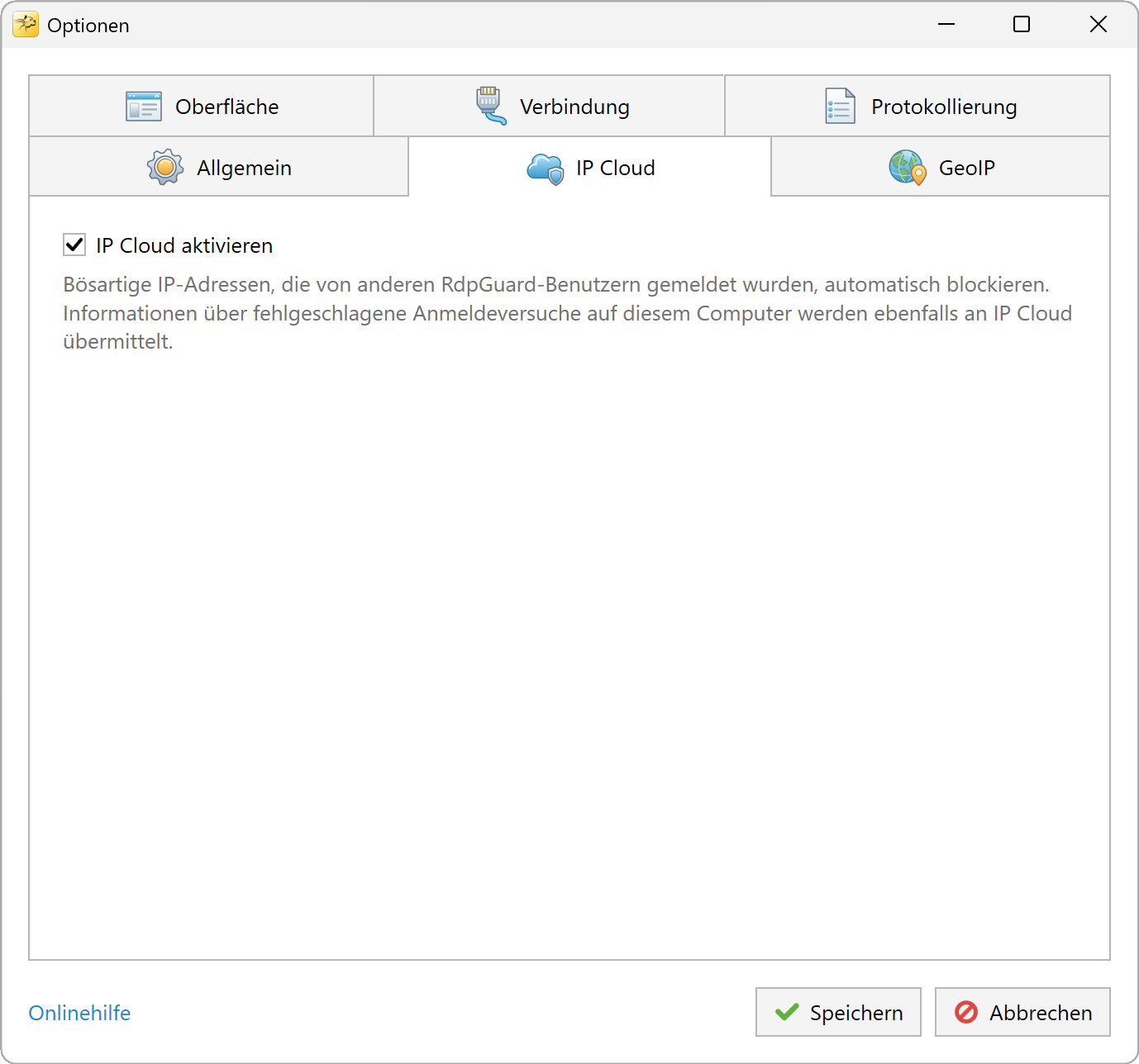 RdpGuard-IP-Cloud-Optionen