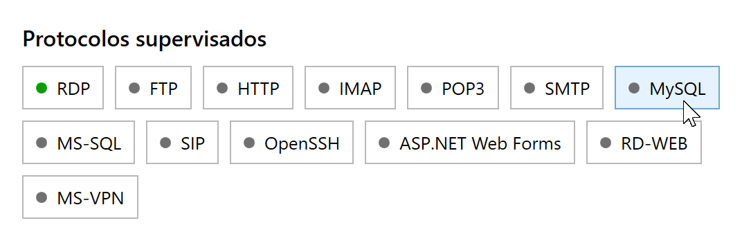 Botón MySQL en los protocolos supervisados de RdpGuard