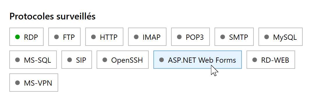 Bouton ASP.NET Web Forms désactivé dans le tableau de bord RdpGuard
