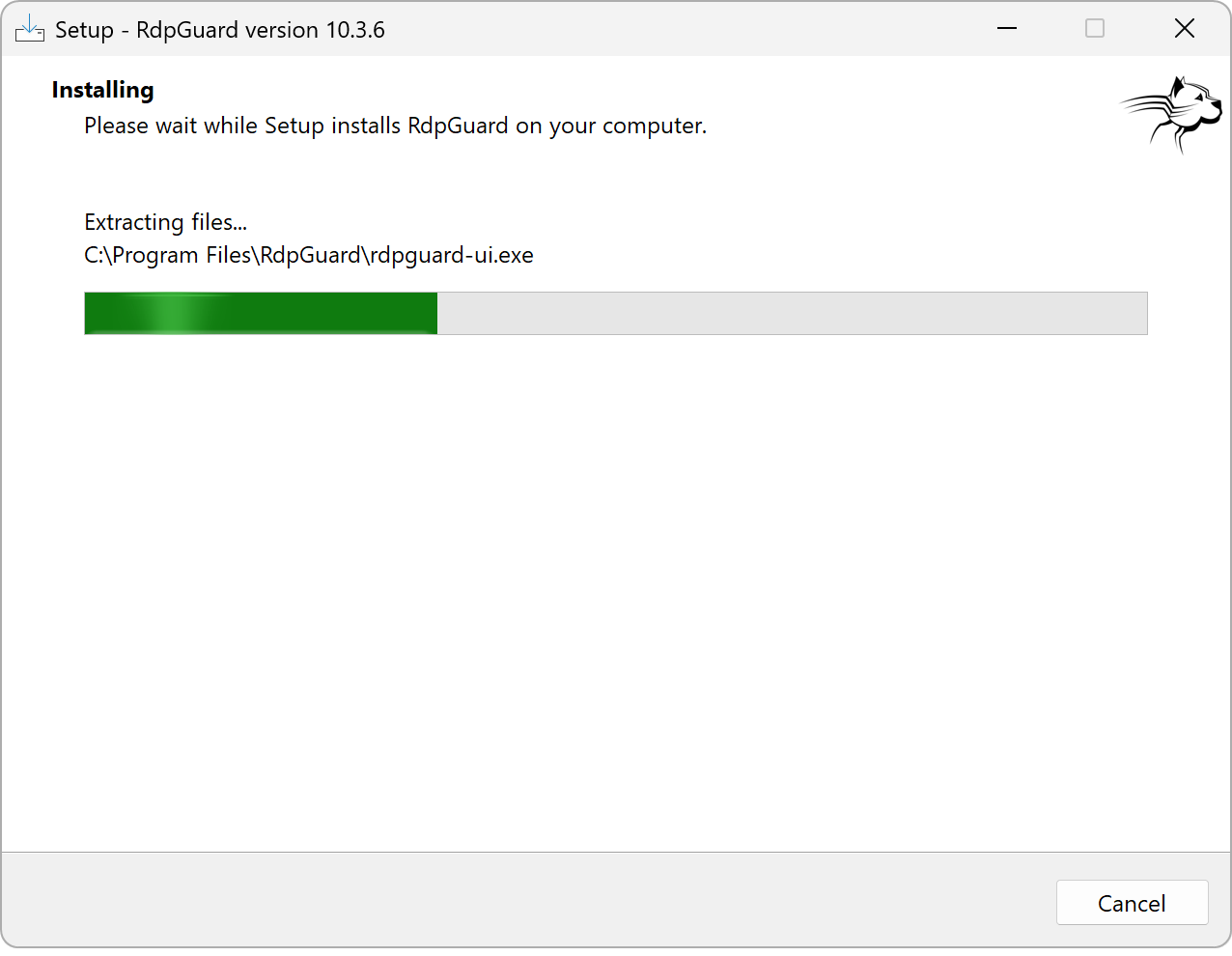 RdpGuard Setup showing installation progress