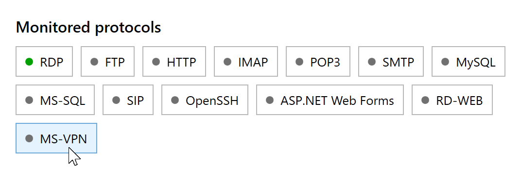 Disabled MS-VPN protection button in RdpGuard Dashboard