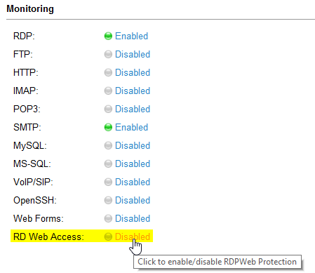 Enable RD Web Access Protection