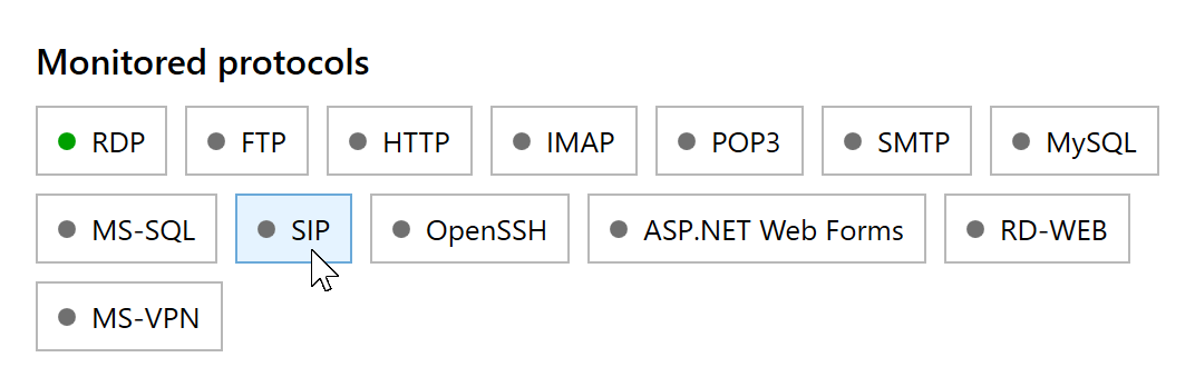 Disabled SIP protection button in RdpGuard Dashboard